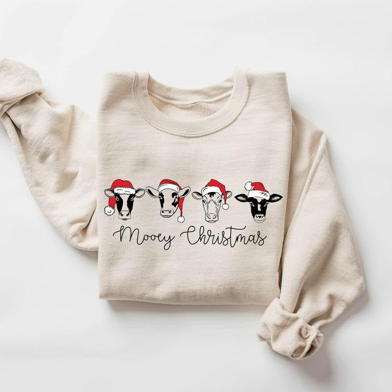 Christmas 2024 Sweatshirt,  Cute Christmas Sweatshirt, Christmas Gift, Winter Shirt, Christmas Cow Sweatshirt, Funny...