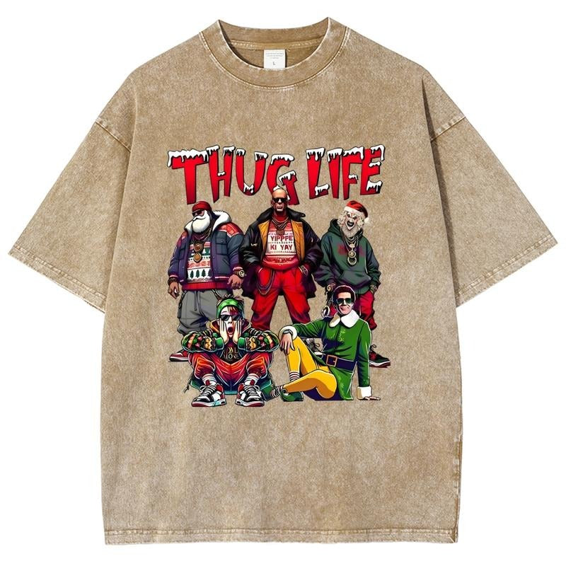 Christmas 90s Graphic Tees Men's T Shirts Graphic Tee T Shirts Funny Graphic Tee Good Graphic Washed Tees Men's Graphic...