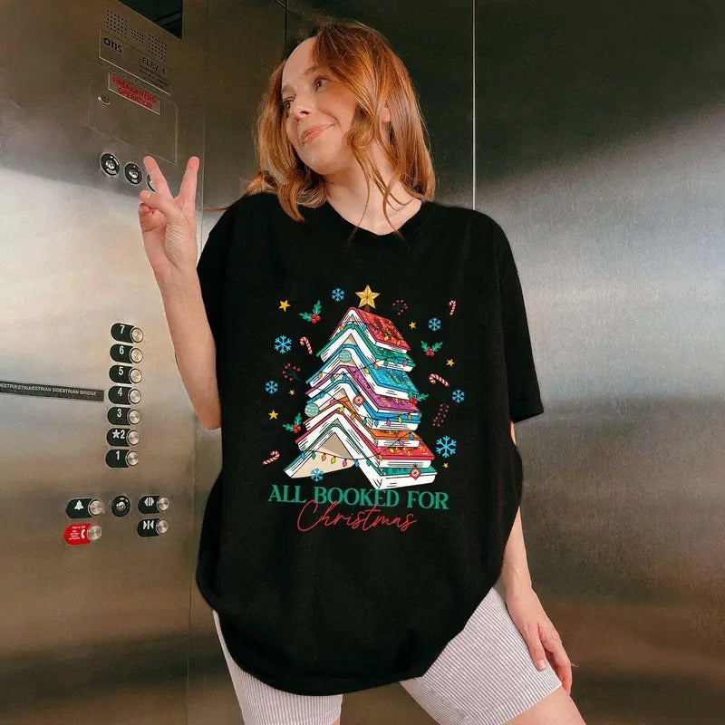 Christmas Book Tree Sweatshirt for Book Lovers - Unisex Loose Fit Pullover - Fabric T-Shirts, Hoodie | HypeCrazeTee.com
