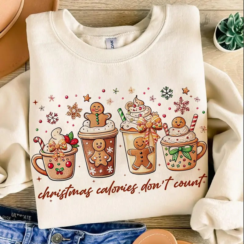 Christmas Calories Don't Count Sweatshirt, Christmas Food Sweater, Christmas Cookie Shirt, Holiday Sweater Gift For...