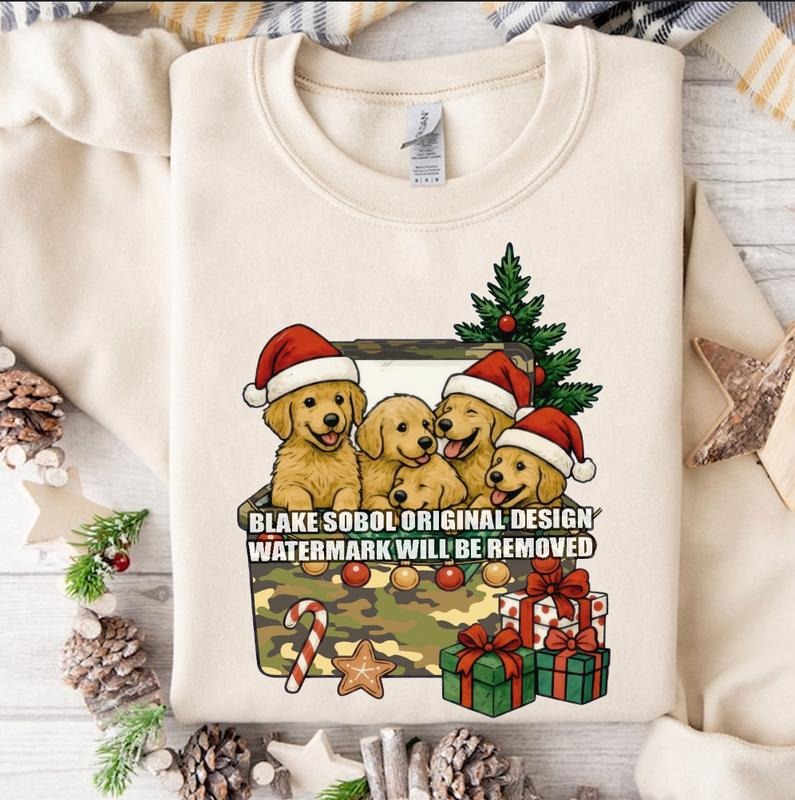 Christmas Camo Beer Cooler Golden Retriever Dog Unisex Crewneck Sweatshirt, Hunting Camo Xmas Gifts, Camo Fishing Lovers...