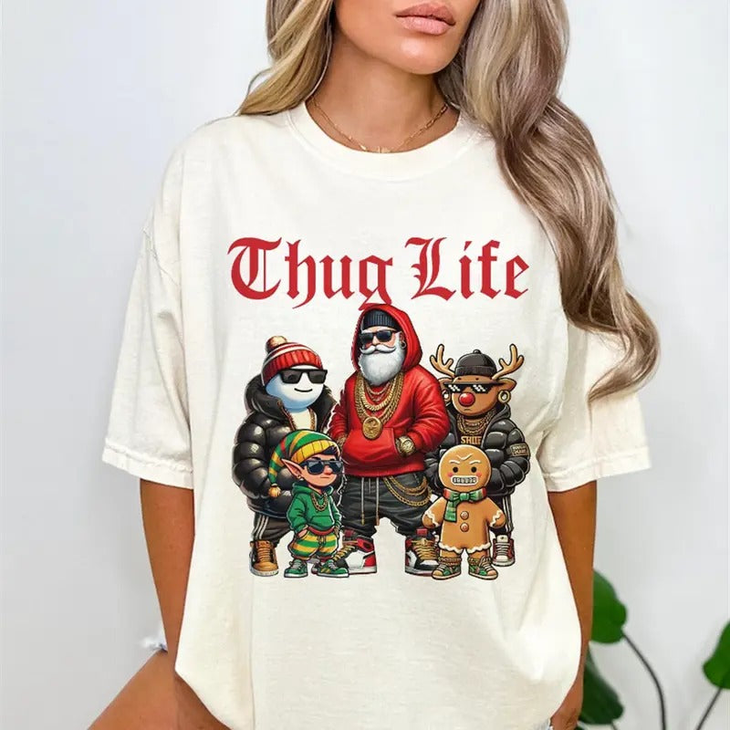 Christmas Characters Tee - Thug Life Design for a Cute Family Holiday Shirt Hoodie, Sweatshirt | HypeCrazeTee.com
