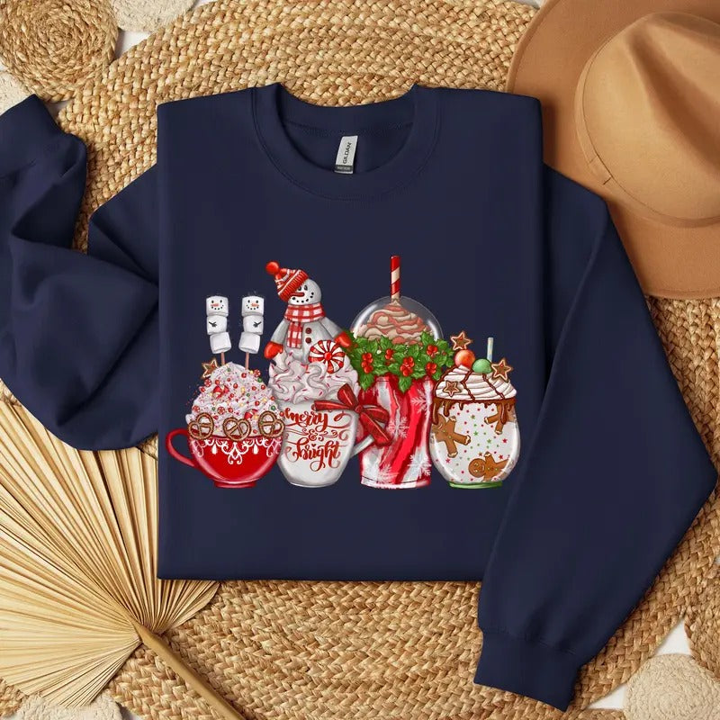 Christmas Coffee Sweatshirt, Latte Coffee Sweater, Christmas Shirt, Coffee Lover Hoodie, Christmas Gift, Coffee Lover...