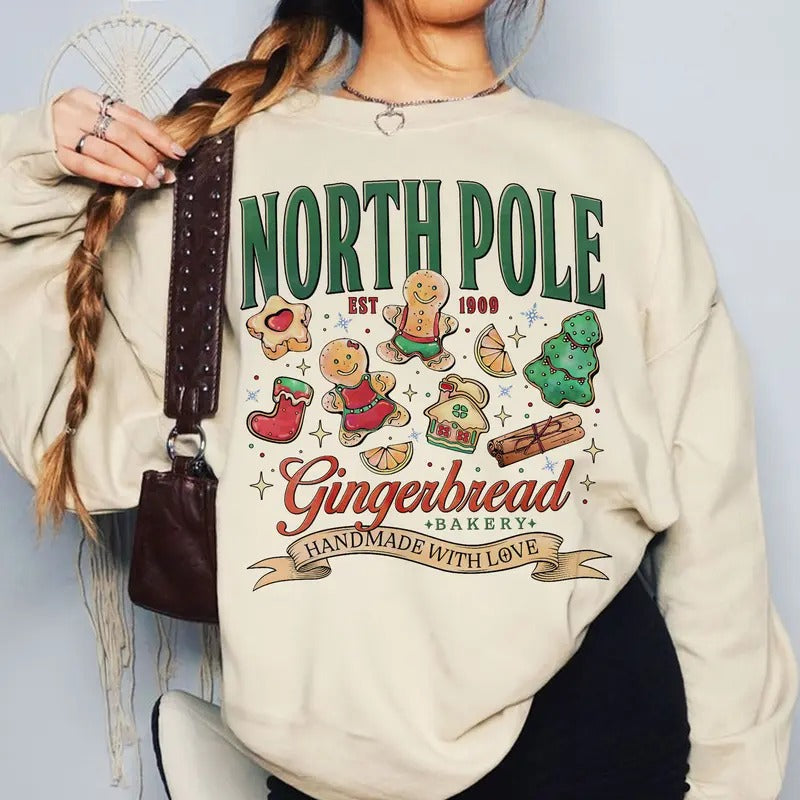 Christmas Cookies Sweatshirt, North Pole Gingerbread T Shirt, Holiday Cookie Co Crewneck, Xmas Matching Hoodie, Gift For...