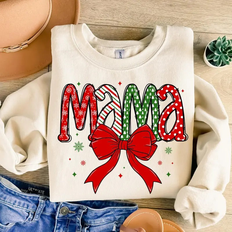 Christmas Coquette Bow, Christmas Mama Coquette , Mama Claus, Merry Mama, Candy Cane Santa Hot Cocoa, Retro Christmas, ...
