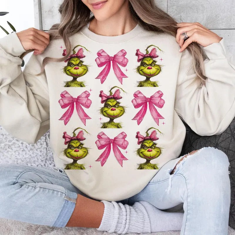 Christmas Coquette Highland Cow Sweatshirt, Western Christmas Shirt, Unisex Crewneck Sweatshirt & Shirt Cotton Fabric Hoodie
