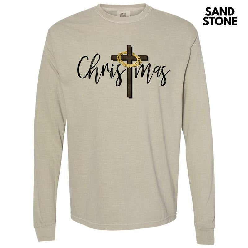 Christmas Cross Long Sleeve Comfort Colors T-Shirt 'NLB' Hoodie, Sweatshirt | HypeCrazeTee.com
