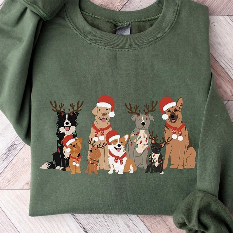 Christmas Dogs Crewneck Sweatshirt, Hoodie, T-shirt, Cute Christmas Gifts | HypeCrazeTee.com