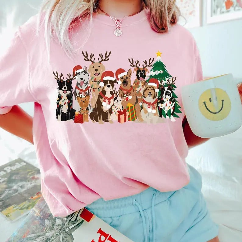 Christmas Dogs Shirt, Dog Lover Christmas Shirt, Holiday Shirt, Christmas Dog Gift, Cute Gift for Dog Lover, Dog Mom...