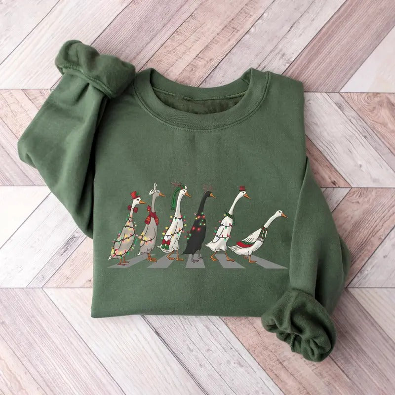 Christmas Ducks Sweatshirt, Duck Christmas Shirt For Women, Funny Animals Christmas Sweatshirt, Farm Lover Gift, Funny...