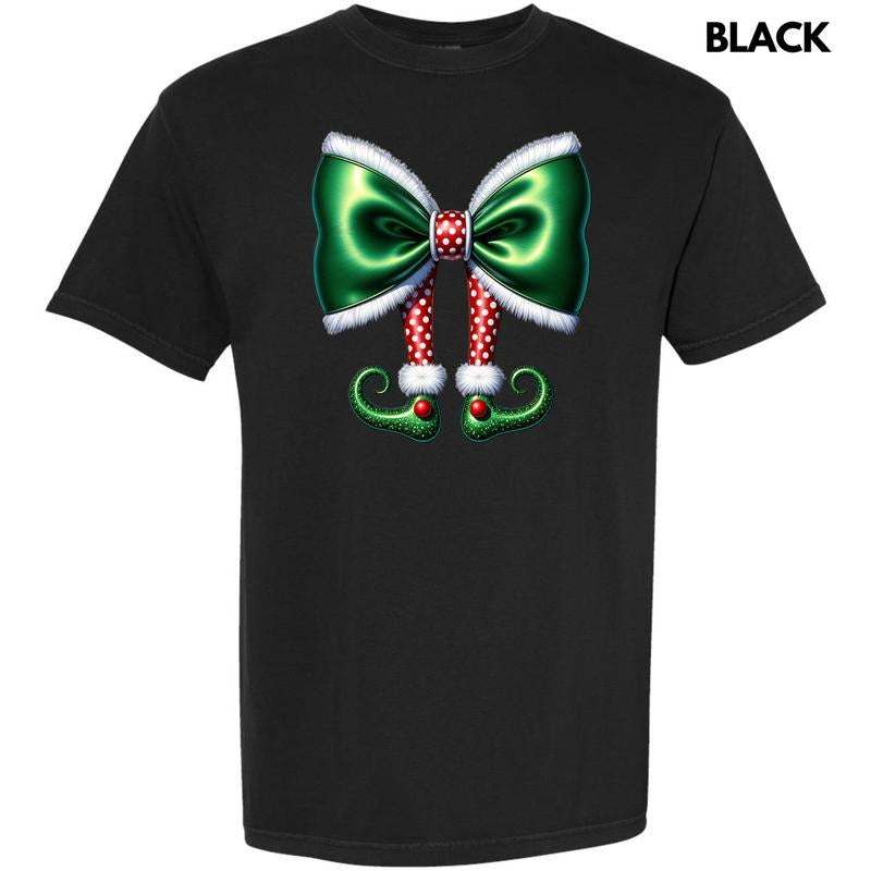Christmas Elf Bow Comfort Colors T-Shirt 'NLB' Hoodie, Sweatshirt | HypeCrazeTee.com