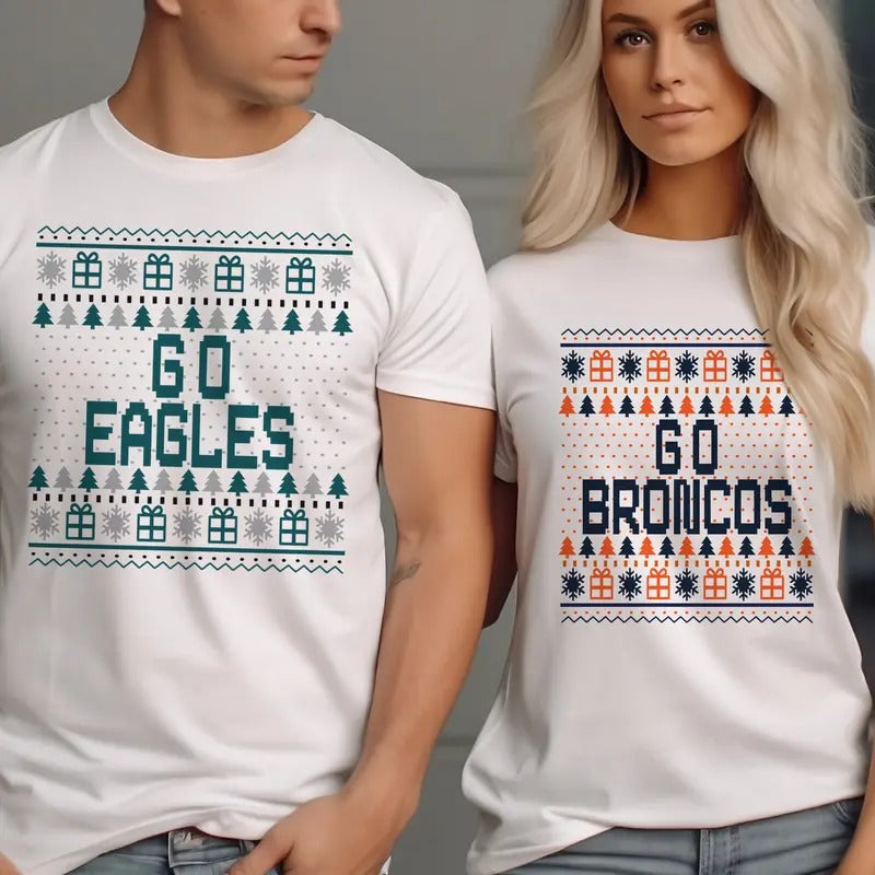 Christmas Football Fan Tees Ugly Christmas Sweater Football Sweatshirts Ugly Sweater Football Team Tshirts Gift Football...