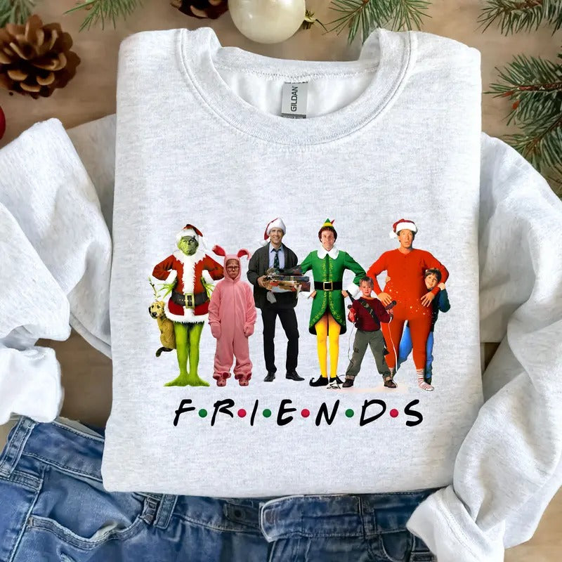 Christmas Friends Shirts, Christmas Movie Watching Sweatshirt, Funny Christmas Family T-Shirt, Christmas Movie Character...