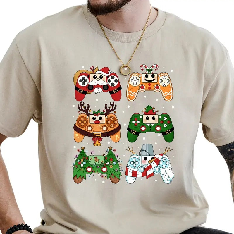 Christmas Game Controller Graphic Tee, Santa Game Console Shirt For Men, Video Game Players Unhinged Tee, Funny Christmas...