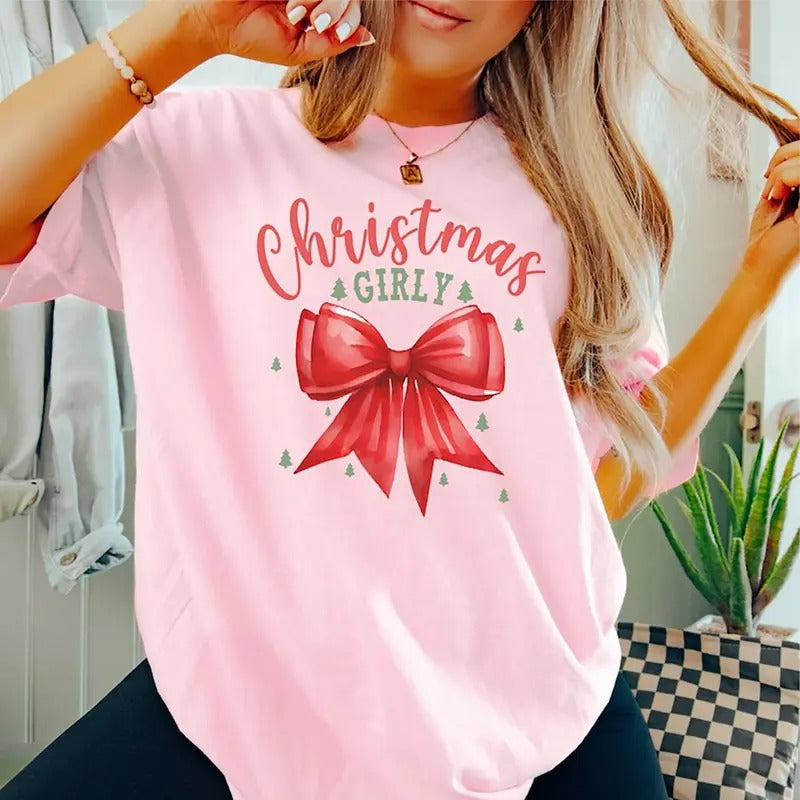 Christmas Girly Xmas Tree Bow Shirt Cute Cotteque Bows Holiday Seasons Shirt Hoodie, Sweatshirt | HypeCrazeTee.com