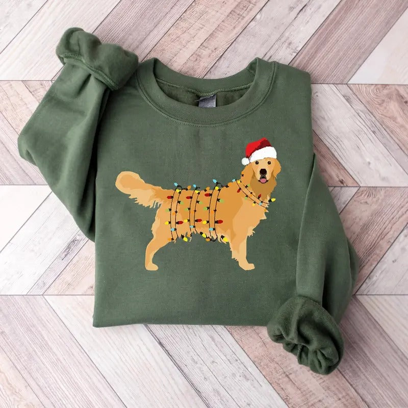 Christmas Golden Retriever Shirt, Happy New Year Dog T shirt, Christmas Lights Tee, Christmas Dog Tee, Golden Mom T...
