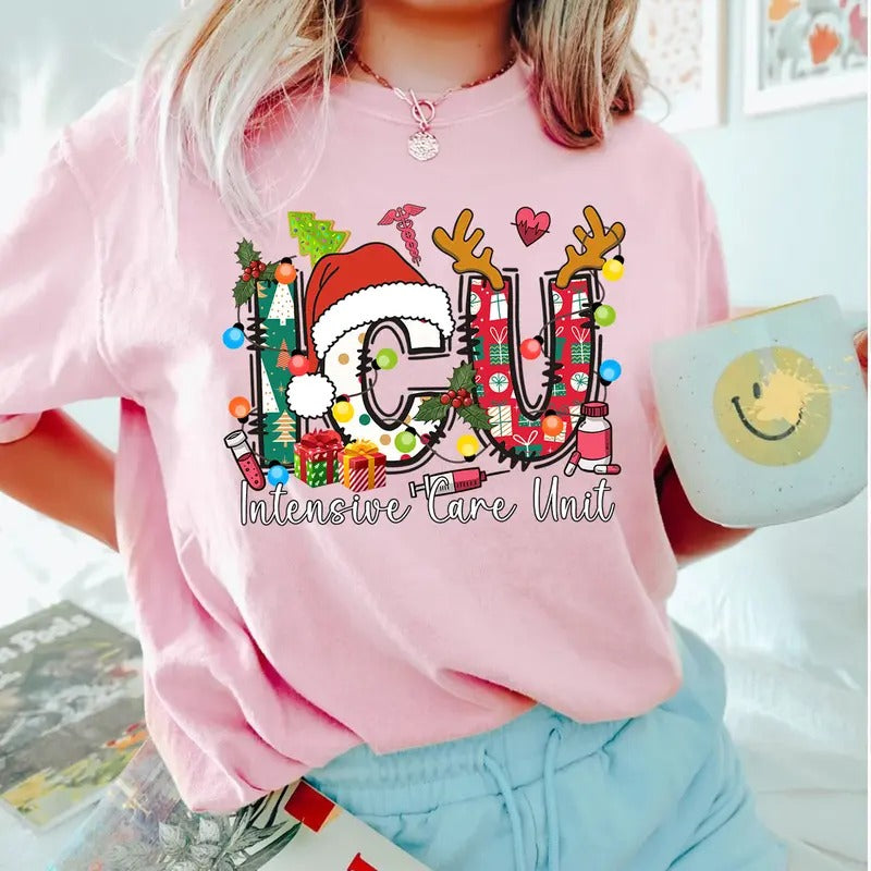 Christmas ICU T-shirt, ICU Nurse Shirt, ICU Crew Nursing Shirt, Picu Micu Sicu Nicu Tee, Intensive Scare Unit Shirt...