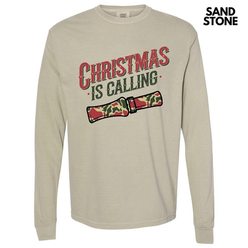 Christmas Is Calling Long Sleeve Comfort Colors T-Shirt 'NLB' Hoodie, Sweatshirt | HypeCrazeTee.com