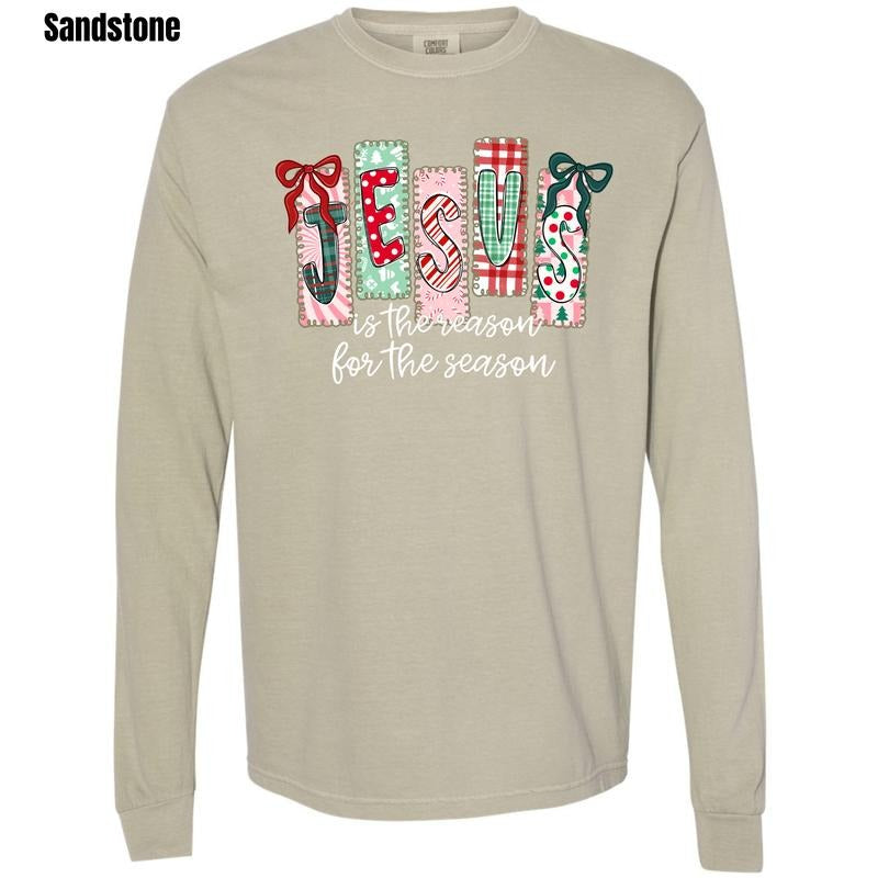 Christmas Jesus Patterns Comfort Colors Long Sleeve T-Shirt 'NLB' Hoodie, Sweatshirt | HypeCrazeTee.com