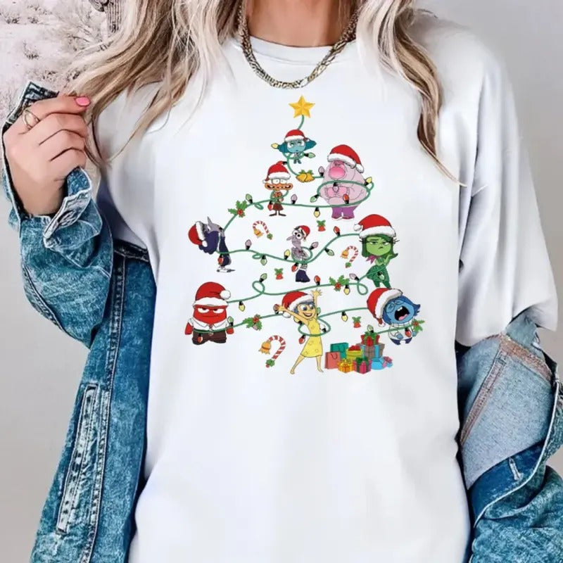 Christmas Light Tree Shirt, Cartoon Emotions Friends, It's Okay To Feel All The Feels Shirt, Unisex Short Sleeve Tee Top...