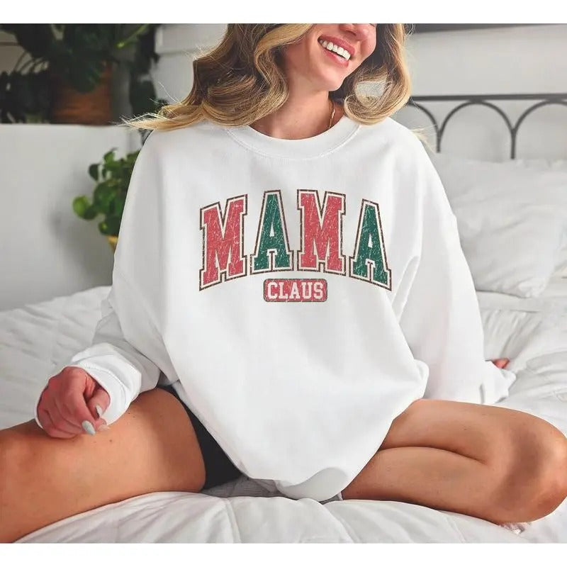 Christmas Mama Claus Retro Unisex Cotton Sweatshirt, Gift for Mom, Gift for Him, for Her T-Shirts, Hoodie | HypeCrazeTee.com