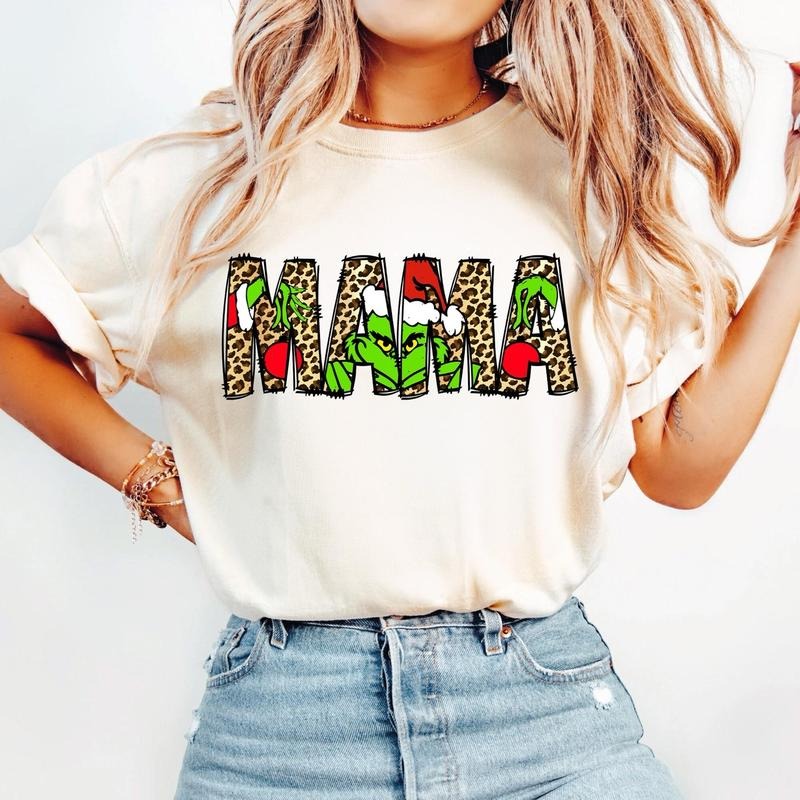 Christmas Mama TShirt, Retro Christmas Sweatshirt, Merry Christmas Mama Unisex Women's Top in 100% Cotton