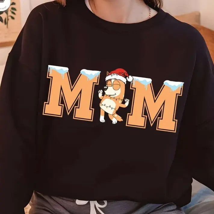 Christmas Mom Shirt, Chilli Heeler Shirt, Blueyyyy Christmas Shirt, Mom Shirt Hoodie, Sweatshirt | HypeCrazeTee.com