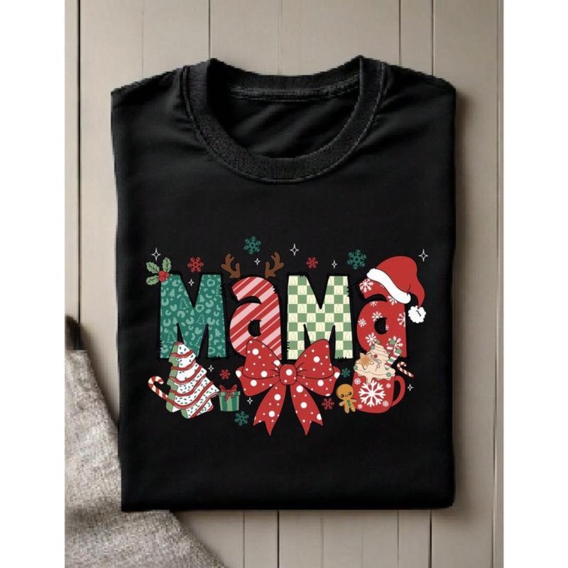 Christmas Mom Shirt, X-Mas Mama T-Shirt, Mama Claus X-Mas Outfit, Funny Pregnancy Reveal Tee, Maternity With Holiday...