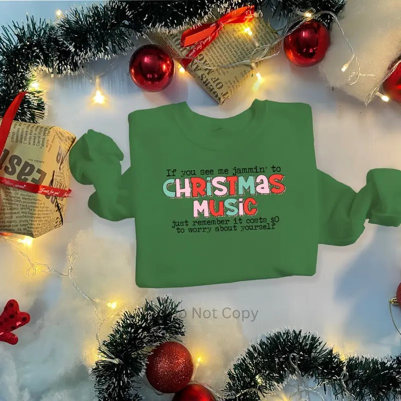 Christmas Music DTF Transfer ONLY - This is NOT a T Shirt Hoodie, Sweatshirt | HypeCrazeTee.com