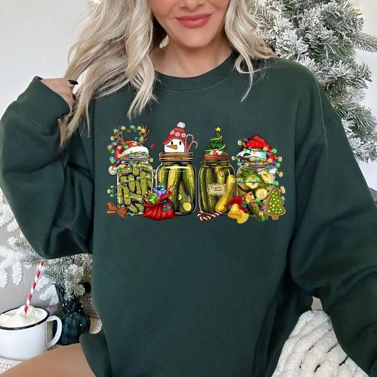 Christmas Pickle Sweatshirt, Canning Season Sweatshirt, Pickle Lovers Shirt, Retro Christmas Pickles Sweater, Pickles...
