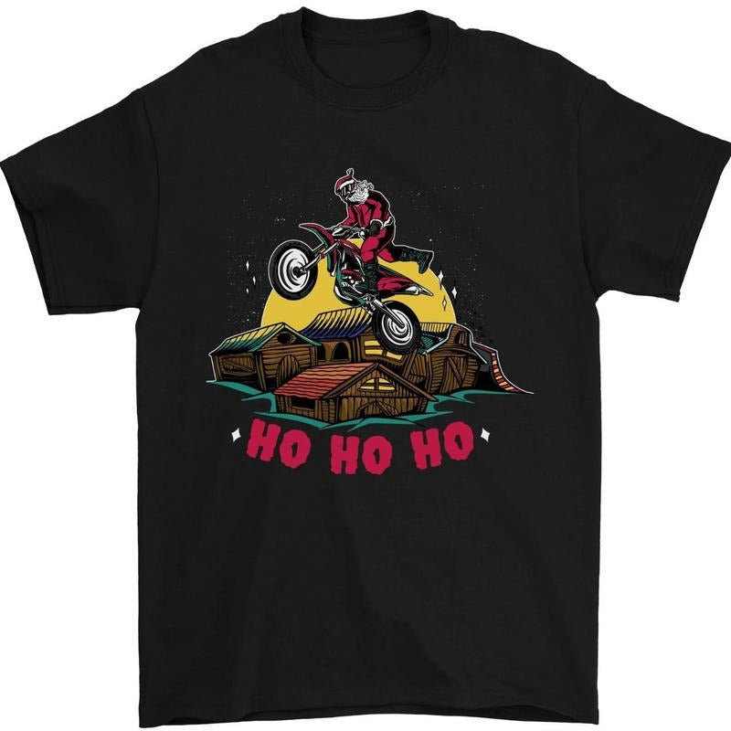Christmas Santa Motocross Dirt Bike Mens T-shirt 100 Cotton Hoodie, Sweatshirt | HypeCrazeTee.com