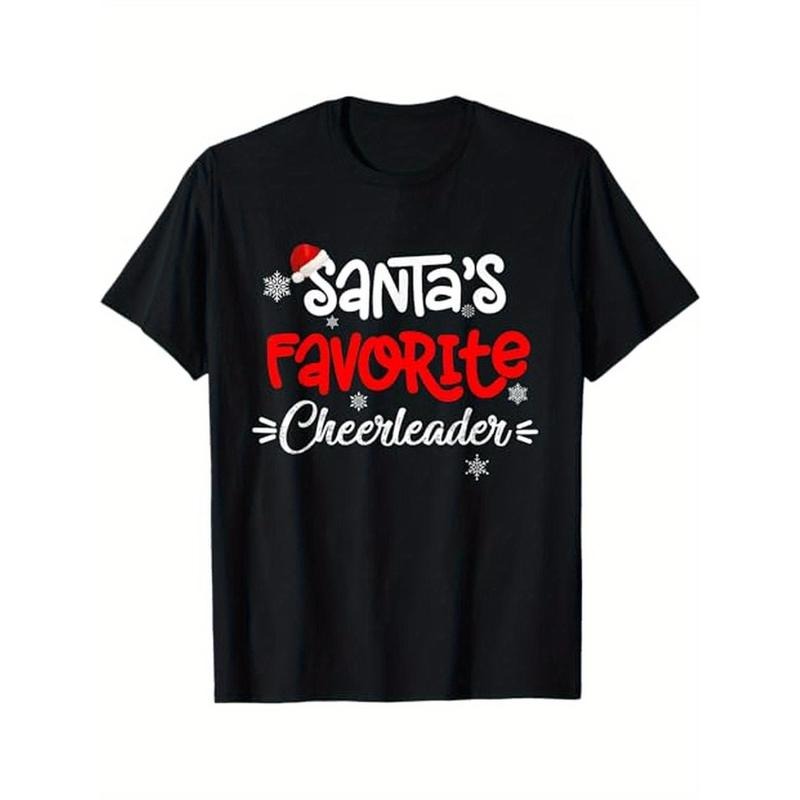 Christmas Shirts Santa's Favorite Cheerleader Funny X-mas T-Shirt, 100% Cotton, Gift for Men Women Dad Mom Friends,...