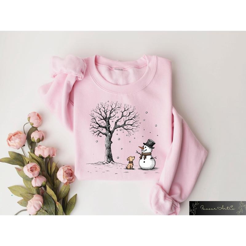 Christmas Snowman Sweatshirt, Snowman With Dog Shirt, Dog Owner Xmas Sweater, Funny Christmas Gifts, Christmas Matching...