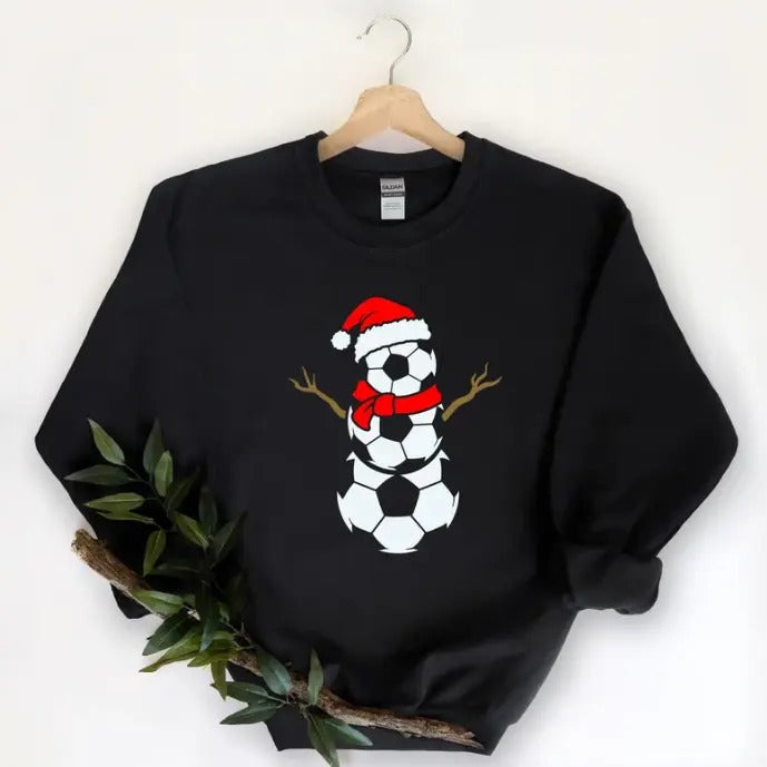 Christmas Soccer Ball Sweatshirt, Christmas Snowman Soccer Santa Sweatshirt, Football Snowman, Soccer Ball Shirt Hoodie