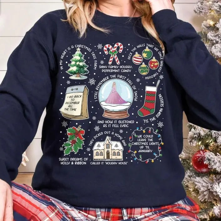 Christmas Song Lyrics Sweatshirt, Christmas Cozy Fall Cute Shirt Hoodie | HypeCrazeTee.com