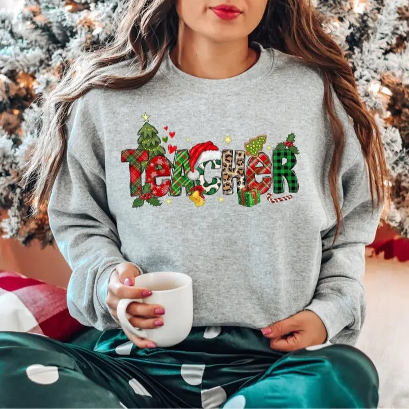 Christmas Teacher Sweatshirt, Teacher Life Christmas Tee Shirt, Christmas Gift For Teacher Hoodie | HypeCrazeTee.com