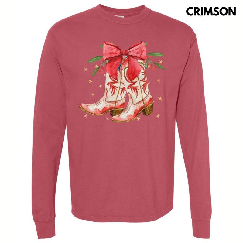 Christmas Time Boots Long Sleeve Comfort Colors T-Shirt 'NLB' Hoodie, Sweatshirt | HypeCrazeTee.com