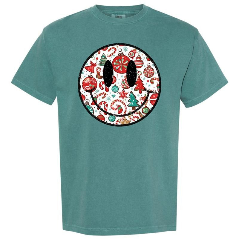 Christmas Time Happy Face Comfort Colors T-Shirt 'NLB' Hoodie, Sweatshirt | HypeCrazeTee.com