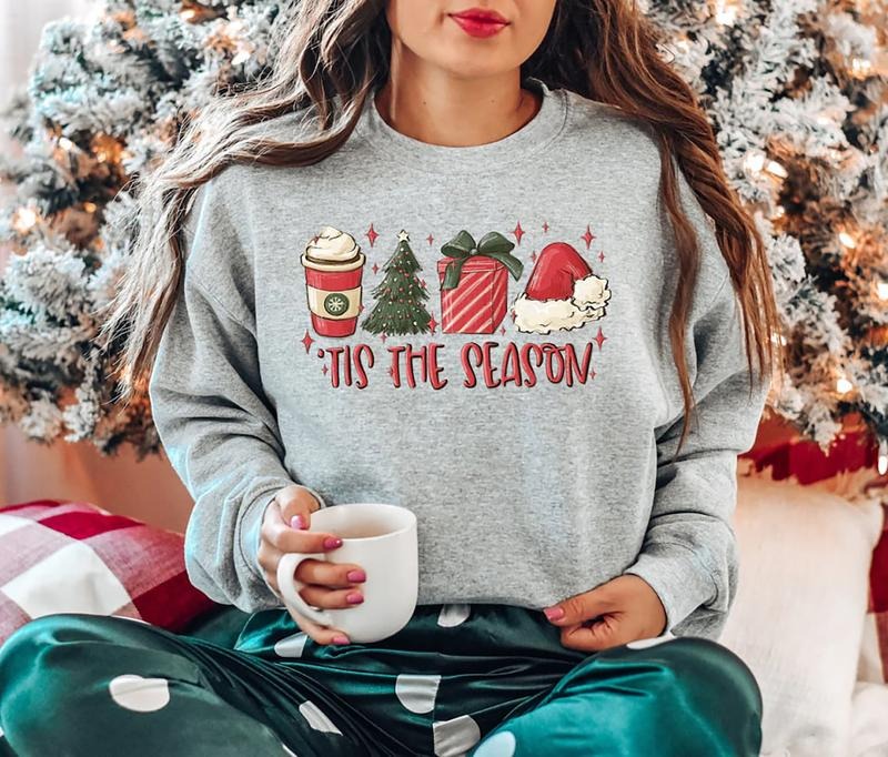 Christmas Tis The Season Sweatshirt, Merry Christmas Tee Shirt, Cute Winter Sweater, Tis The Season Xmas T-Shirt, Gift...