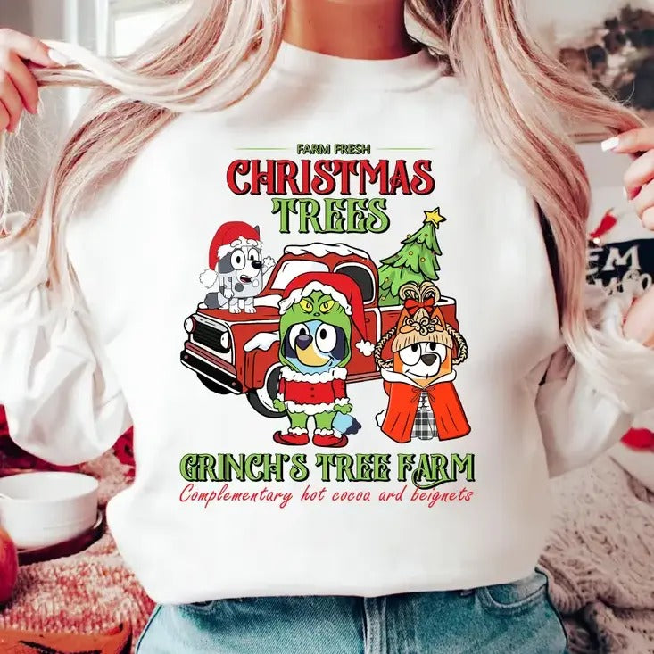Christmas Tree Farm Cute Dog Family Shirt, Cute Dog Christmas Shirt Hoodie, Sweatshirt | HypeCrazeTee.com