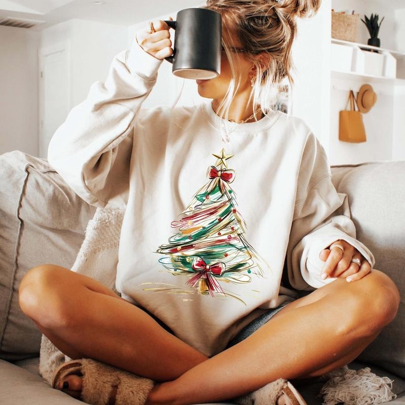 Christmas Tree Shirt, Christmas Sweatshirt for Women, Top Clothing, Gift For Kid Men Woman, Cute Winter Sweater Hoodie