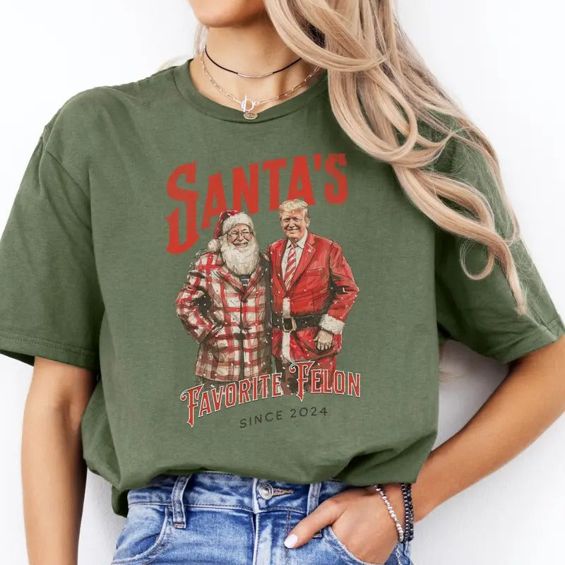 Christmas Trump Unisex Shirt - Anti-Liberal Tee, Santa's Favorite Felon, Political Shirt, Republicans Gift