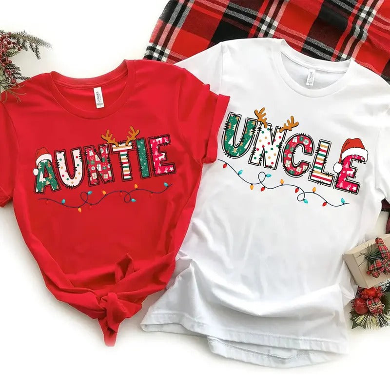 Christmas Uncle Auntie T-shirt, Christmas Gift for Aunt Uncle Gift, Christmas Family Shirt, Christmas Matching Tee...