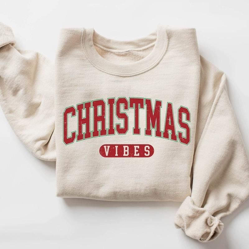Christmas Vibes Sweatshirt, Womens Christmas Sweatshirt, Holiday Sweater, Cute Christmas Sweatshirt, Christmas Gift,...