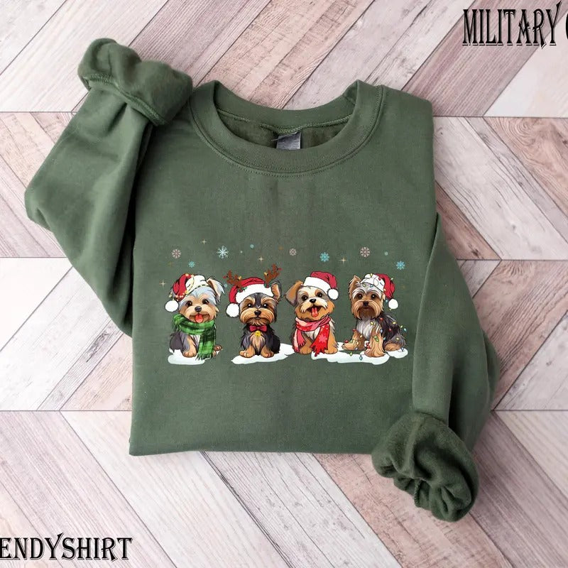 Christmas Yorkshire Terrier Sweatshirt for Men and Women, Loose Fit, Medium-Heavy Fabric, Perfect Holiday Gift for Dog...