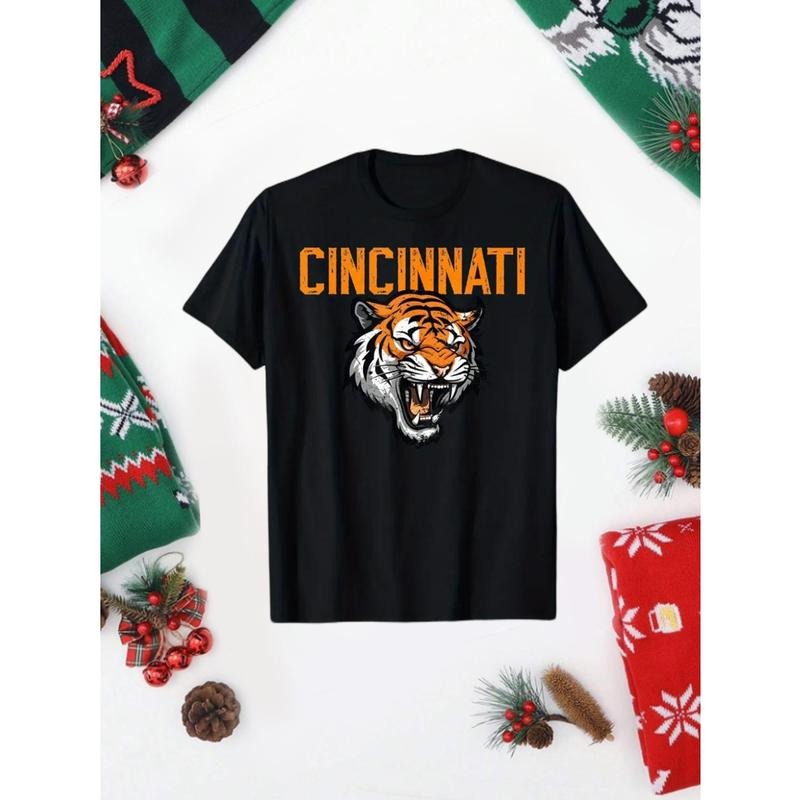 Cincinnati Dinger Print Boys' Cotton T-shirt-Breathable Soft Fabric for Outdoor Play and Everyday Fun, Perfect Christmas...