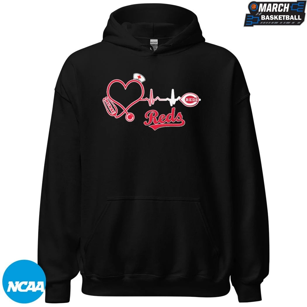 Cincinnati Reds Nurse Heartbeat Stethoscope T-shirts