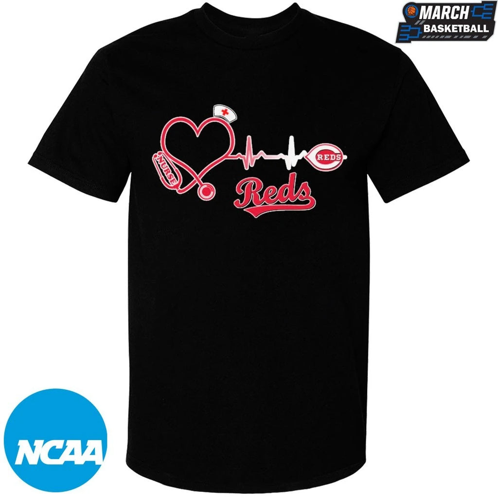 Cincinnati Reds Nurse Heartbeat Stethoscope T-shirts