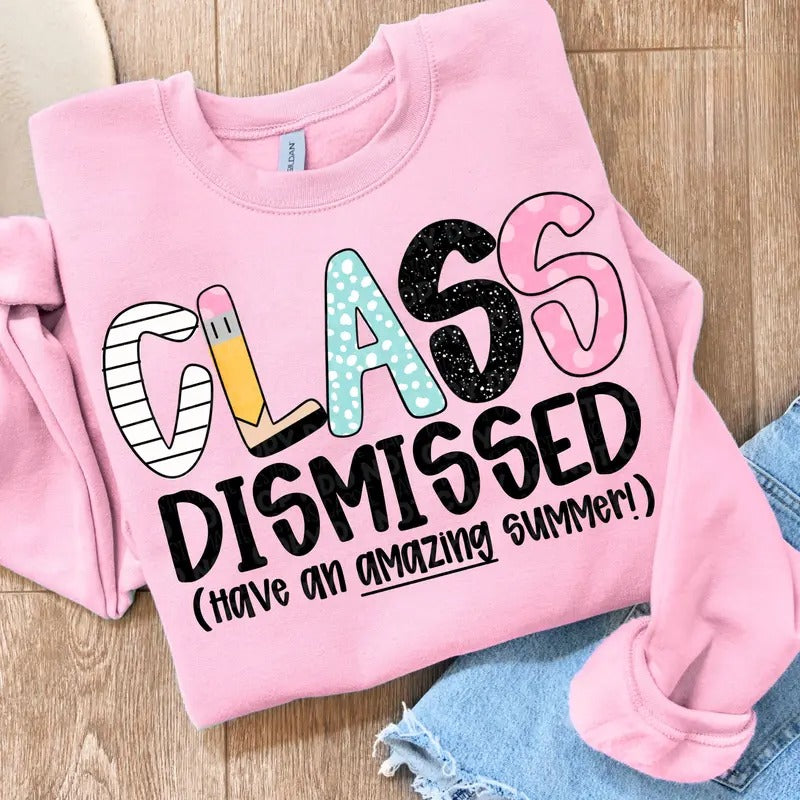 Class Dismissed Shirt for Women Retro Teacher Summer Break Last Day of School Gift Hoodie, Sweatshirt | HypeCrazeTee.com