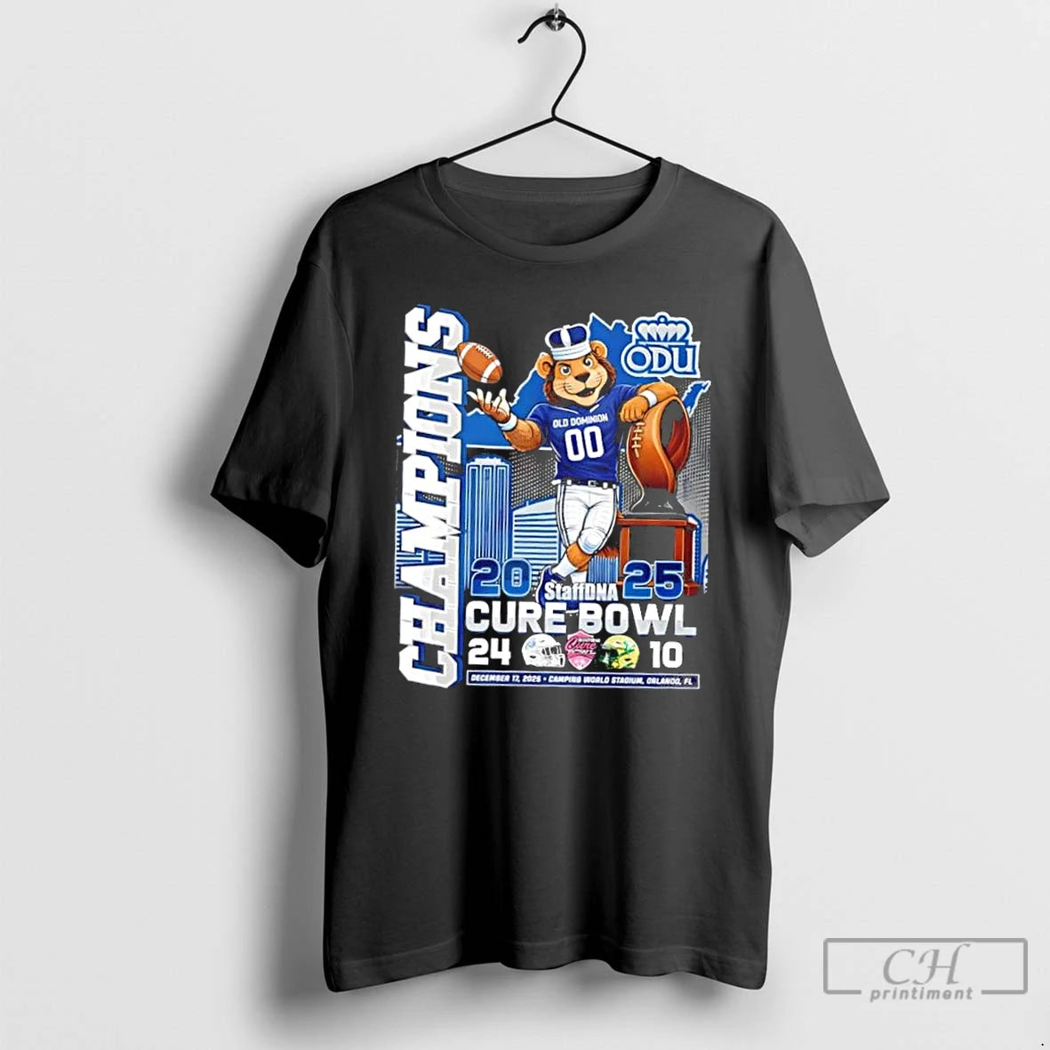 Classic 2025 Staffdna Cure Bowl Champions Old Dominion Monarchs Mascot T-Shirts, Hoodie, Sweatshirt | HypeCrazeTee.com